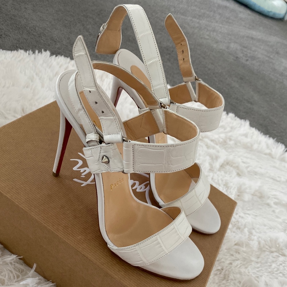 Christian louboutin white alligator heels
